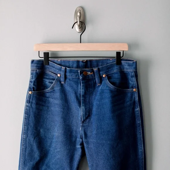 Vintage 1980's Wrangler Dark Denim High Rise Straight Leg Jeans Size 31/32